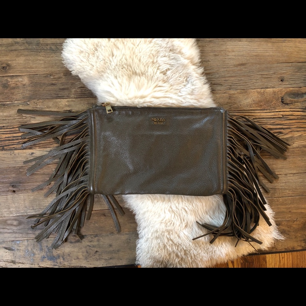 Prada Cervo fringe clutch
